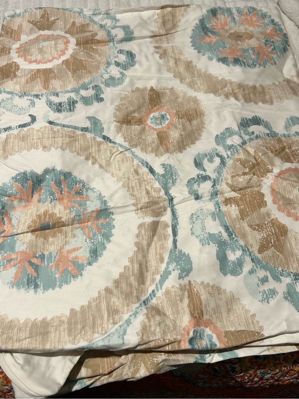 Threshold Printed Cotton Duvet Cover Set - Cream, Tan & Blue - Picture 2 of 4